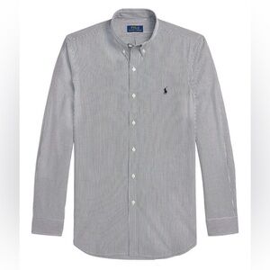 POLO RALPH LAUREN Classic Fit Striped Stretch Poplin Shirt Black Grey White Sm